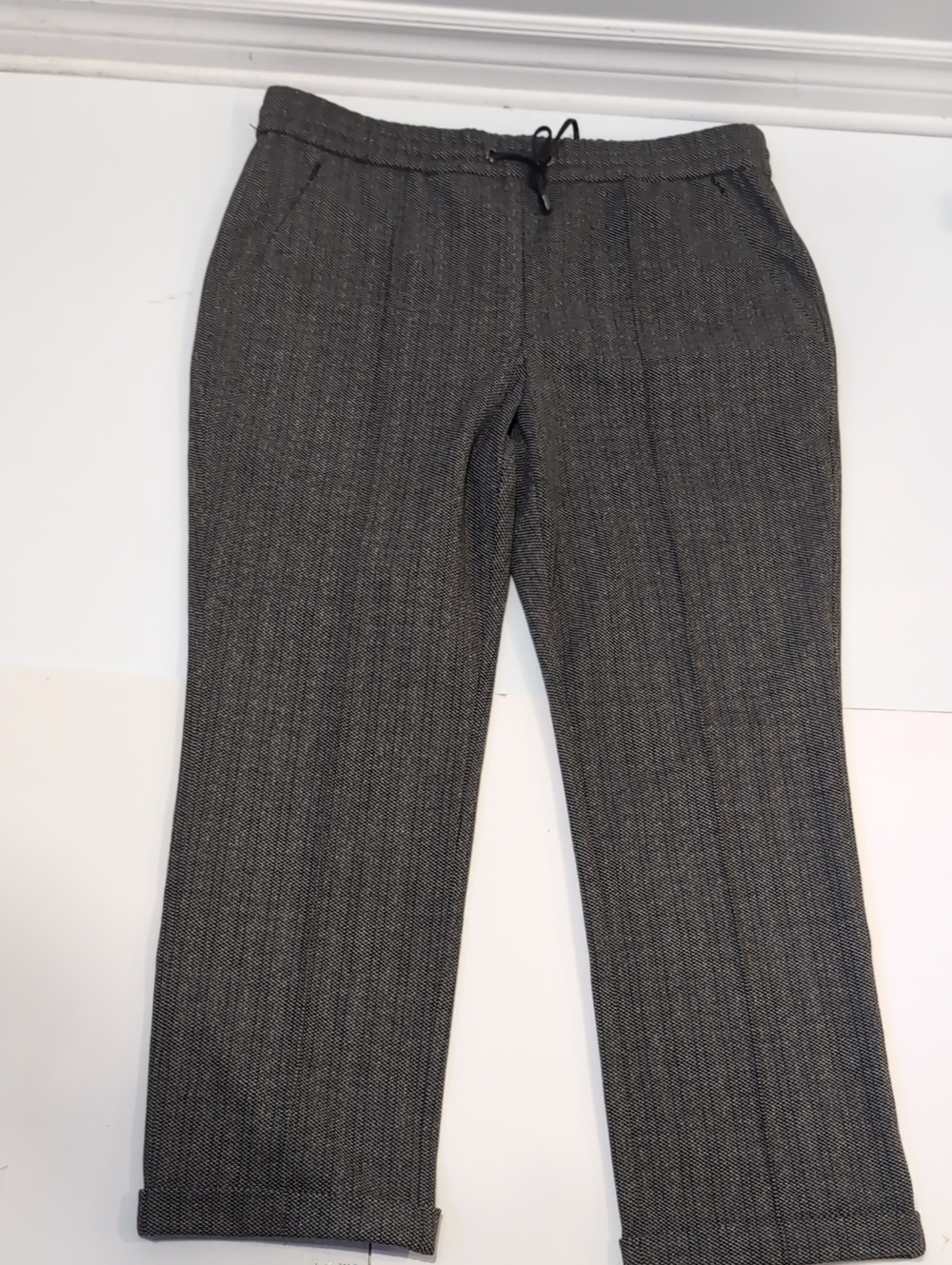 Lyse Spenard Gray Tweed Slip On Trouser Pants Size XL Straight Leg